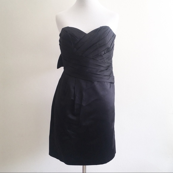Vera Wang Lavender Label Size 2 Strapless Dress Silk Blend Black Formal Mini - Picture 1 of 10